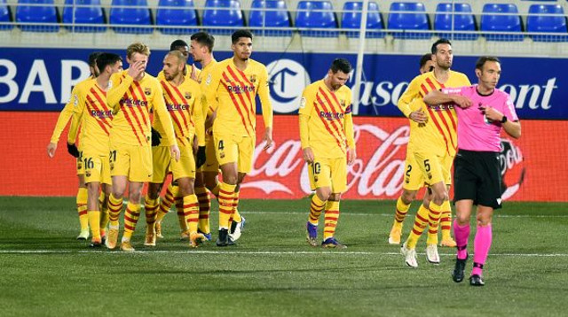 שחקני ברצלונה חוגגים (צילום: Pressinphoto / Contributor)