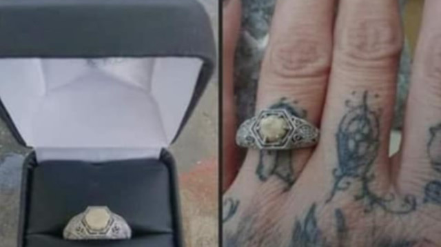 טבעת האירוסין שעשוי מגולגולת (צילום: רשתות חברתיות)