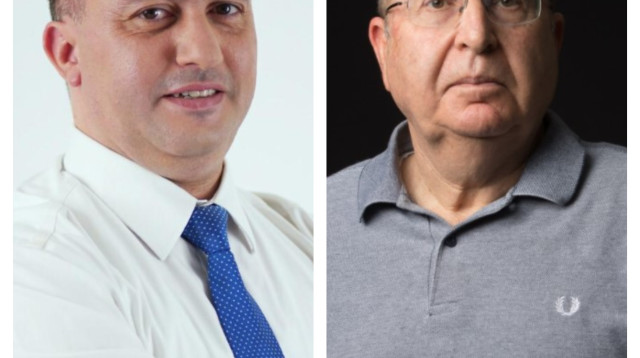 משה יעלון ועו''ד איימן אבורייא (צילום: יוסי אלוני,דוברות תל''ם)