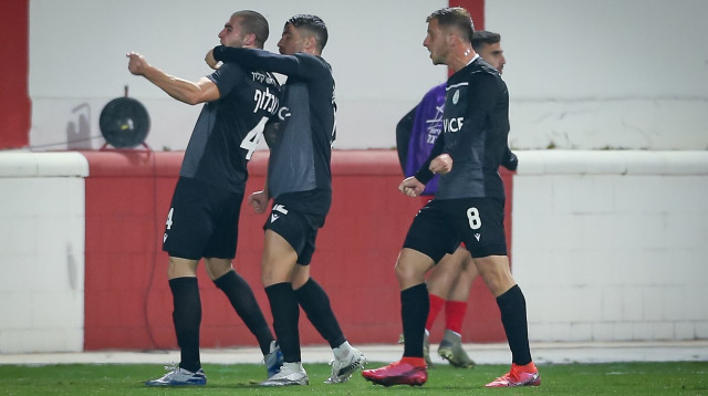 שחקני הפועל כפר סבא חוגגים (צילום: מאור אלקסלסי)