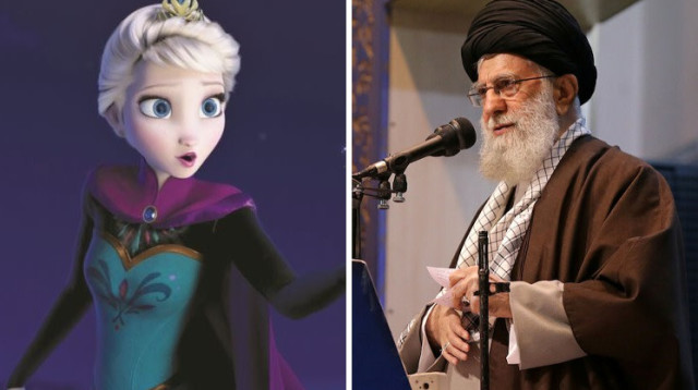 עלי חמינאי והנסיכה אלזה (צילום: רויטרס,יס)