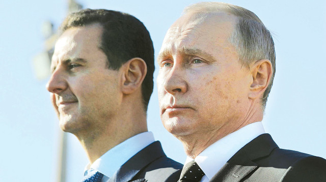 ולדימיר פוטין ובשאר אסד (צילום: רויטרס)