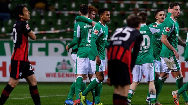 ורדר ברמן חוגגת נגד איינטרכט פרנקפורט (צילום: Mario Hommes/DeFodi Images via Getty Images)