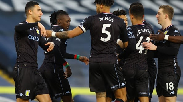 שחקני אסטון וילה חוגגים (צילום: NAOMI BAKER/POOL/AFP via Getty Images)