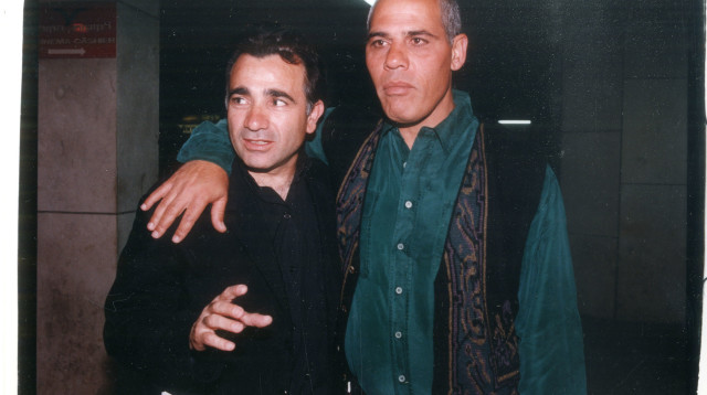 שיחקו יחד בסרטים רבים. אורי גבריאל ומשה איבגי ב-1994 (צילום: חגית כתב)