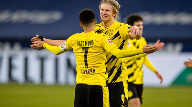 ארלינג הולאנד, ג’יידון סאנצ’ו (צילום: Alexandre Simoes/Borussia Dortmund via Getty Image)