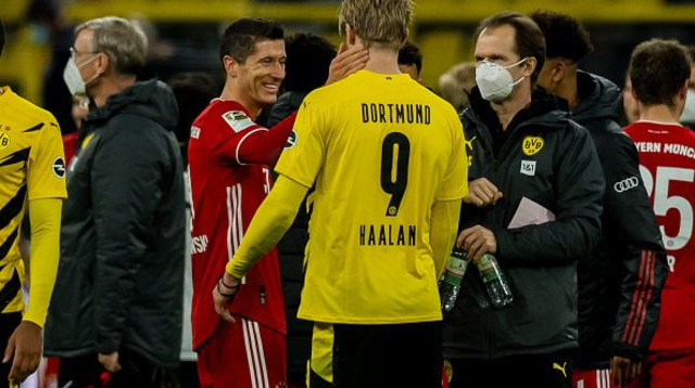 ארלינג הולאנד, רוברט לבנדובסקי (צילום: Alexandre Simoes/Borussia Dortmund via Getty Image)