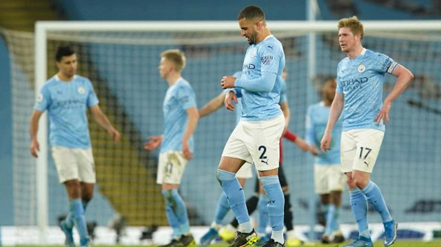 שחקני מנצ’סטר סיטי מאוכזבים (צילום: Dave Thompson - Pool/Getty Images))