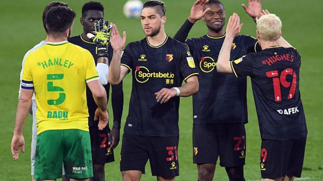 שחקני ווטפורד חוגגים (צילום: Joe Giddens/PA Images via Getty Images)