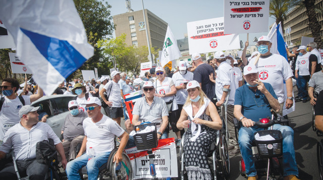 הפגנות נכי צה"ל (צילום: מרים אלסטר, פלאש 90)