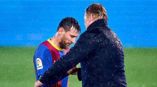 רונאלד קומאן, ליאו מסי (צילום: Diego Souto/Quality Sport Images/Getty Images)