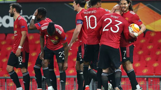 שחקני מנצ'סטר יונייטד חוגגים (צילום: Alex Livesey - Danehouse/Getty Images)