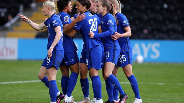 שחקניות צ'לסי חוגגות (צילום: Marc Atkins/Getty Images)