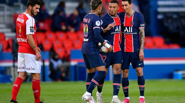 קיליאן אמבפה, אנחל די מריה, ניימאר (צילום: Aurelien Meunier - PSG/PSG via Getty Images)