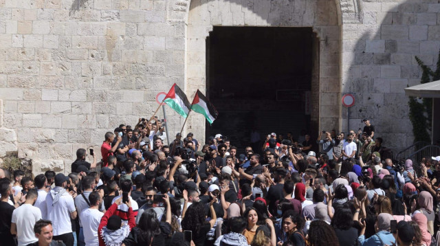 הפגנות בשער שכם במזרח ירושלים (צילום: מרק ישראל סלם)