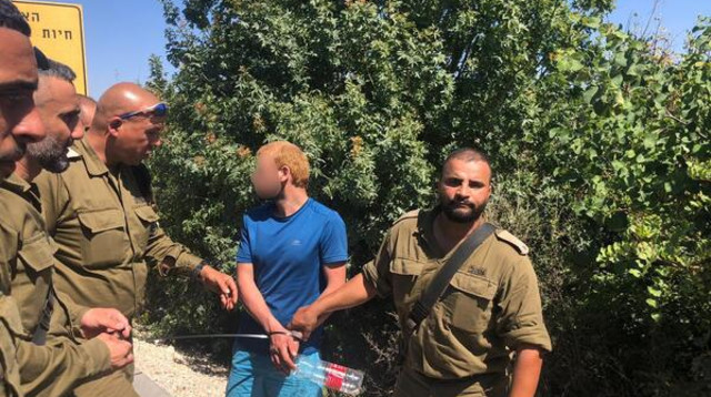 מעצר המסתנן בגבול לבנון (צילום: דובר צה"ל)