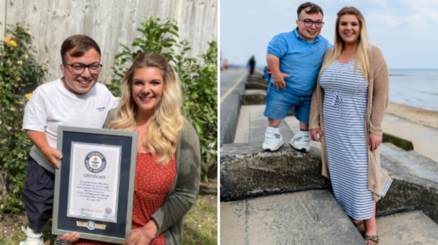 הזוג בעל הפרש הגבהים הגדול בעולם (צילום: Guinness World Records)