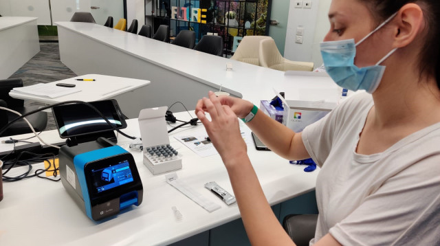 בדיקת קורונה מהירה (צילום: רימיפארם נציגת קווידל בישראל)