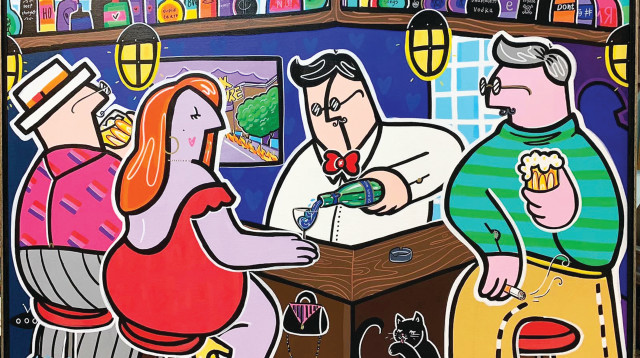 זליג ידע את שמות הלקוחות בבר ומה תפקידו של כל אחד (צילום: איור: רינה מימון)