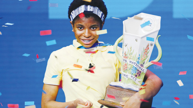 זיילה, הזוכה השחורה הראשונה בתחרות האיות המפורסמת של ארה"ב (צילום: רויטרס)