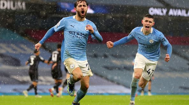 ברנרדו סילבה חוגג (צילום: Victoria Haydn/Manchester City FC via Getty Images)