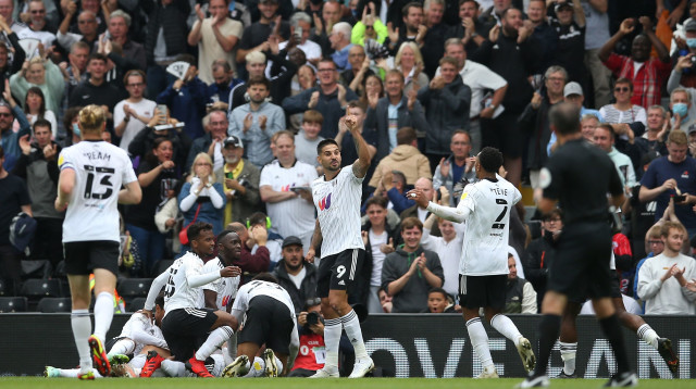 שחקני פולהאם חוגגים (צילום: Steve Bardens/Getty Images)