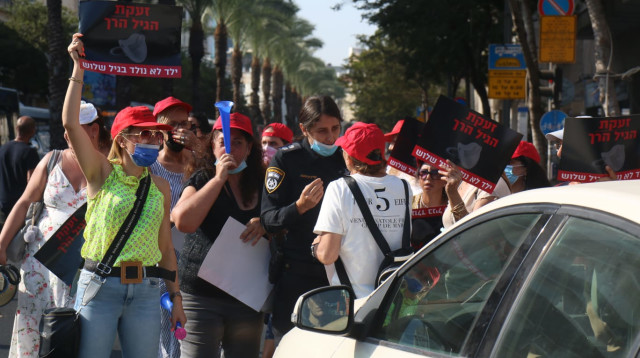 מחאת מעונות היום בתל אביב (צילום: אלישיב רקובסקי/TPS)