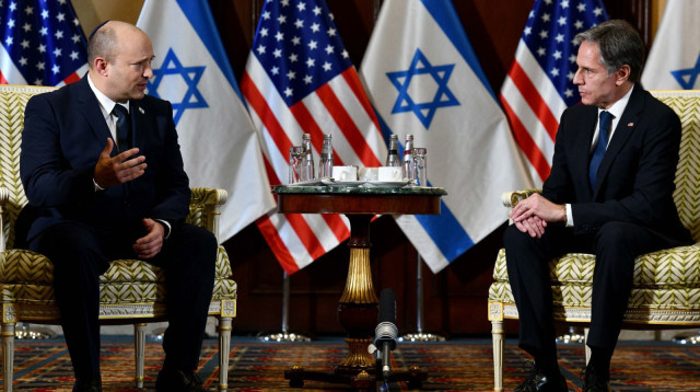 נפתלי בנט ומזכיר המדינה האמריקאי בלינקן (צילום: אבי אוחיון, לע"מ)