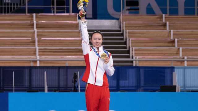 זו שוואינג, מדליסטית הזהב בקפיצה על טרמפולינה (צילום: Getty images)