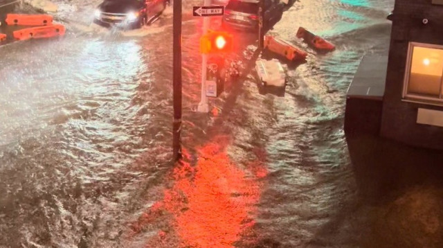 ההצפות בניו-יורק (צילום: JAYMEE SIRE/via REUTERS)