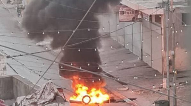 העימותים בג'נין (צילום: רשתות פלסטיניות)