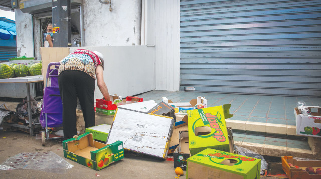 אוספים מזון בשוק ברמלה (למצולמים אין קשר לכתבה) (צילום: יוסי אלוני, פלאש 90)