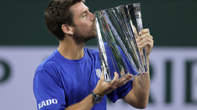 הטניסאי הבריטי קמרון נורי חוגג זכייה באינדיאן וולס (צילום: GettyImages, Clive Brunskil)