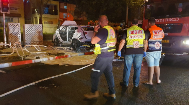 אירוע פיצוץ רכב בנהריה (צילום: תיעוד מבצעי מד"א)