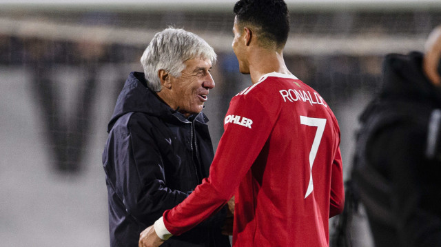 ג'אן פיירו גאספריני, מאמן אטאלנטה עם כריסטיאנו רונאלדו, שחקן מנצ'סטר יונייטד (צילום: GettyImages, Marcio Machado/Eurasia Sport Images)