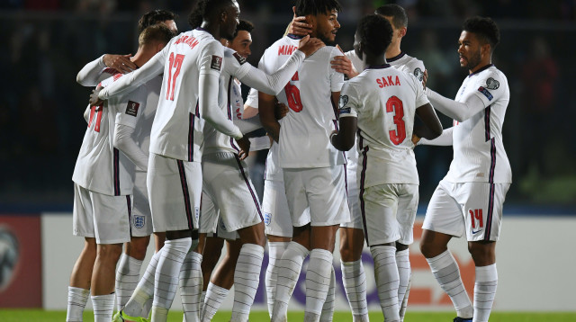 שחקני נבחרת אנגליה חוגגים מול סן מרינו (צילום: GettyImages, Alessandro Sabattini)