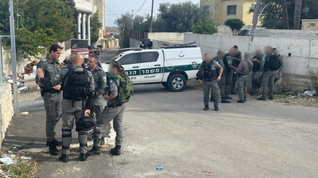 כוחות מג"ב בזירת אירוע הדריסה באום אל פאחם (צילום: דוברות המשטרה)