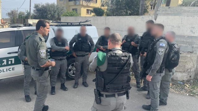 כוחות מג"ב בזירת אירוע הדריסה באום אל פאחם (צילום: דוברות המשטרה)