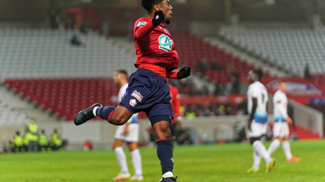 אחרי השער בליגת האלופות, יש לו אחד גם בגביע הצרפתי. אנג'ל גומס (צילום: GettyImages, Sylvain Lefevre)