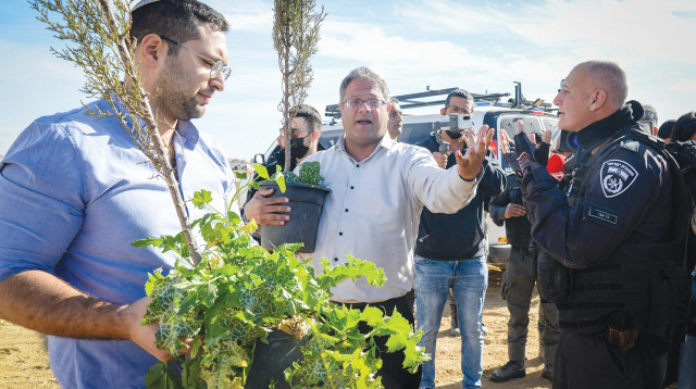 איתמר בן גביר בנטיעות  (צילום: פלאש 90)