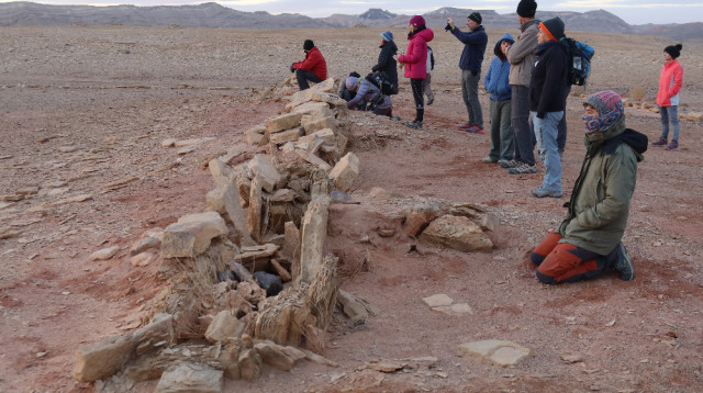 תצפית זריחה מרמת סהרונים במקדש המשוחזר, ביום הקצר בשנה (צילום: יוסי גובזנסקי)