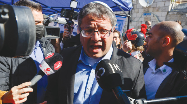 איתמר בן גביר בשייח' ג'ראח (צילום: אוליבייה פיטוסי, פלאש 90)