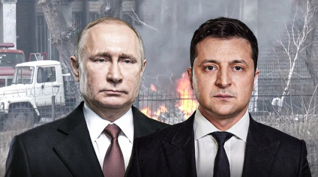 נשיא אוקראינה ולדימיר זלינסקי, נשיא רוסיה ולדימיר פוטין (צילום: רויטרס)