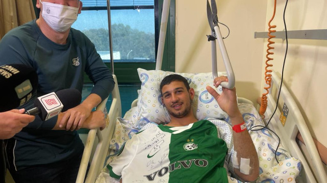 אייל חזן ברק בכר מאמן מכבי חיפה (צילום: מערכת וואלה!, שלומי גבאי)