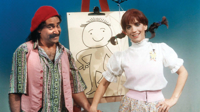 דודו זר ועפרה ויינגרטן  ב"פרפר נחמד", 1982 (צילום: באדיבות הטלוויזיה החינוכית)