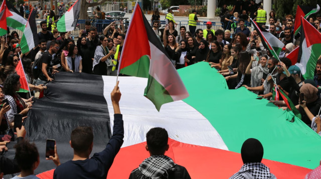 הפגנה לאזכור יום הנכבה באוניברסיטת תל אביב (צילום: איתן אלחדז/TPS)