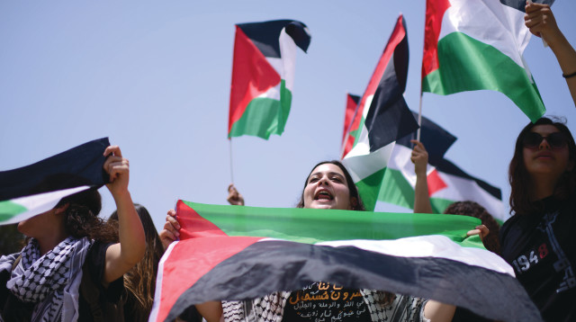 הפגנת יום הנכבה באוניברסיטת תל אביב (צילום: תומר נויברג, פלאש 90)