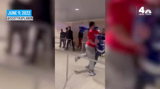 אוהד ניו יורק מכה אוהד טמפה ביי (צילום: מתוך יוטיוב)