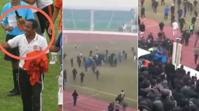 אמאיה מתועד מחויך על המגרש, דקות לפני התקיפה המחרידה (צילום: צילום מסך, מתוך טוויטר)