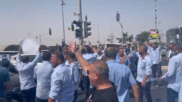 מחאת נהגי האוטובוס (צילום: ארגון נהגי ונהגות האוטובוסים וההסתדרות הלאומית)